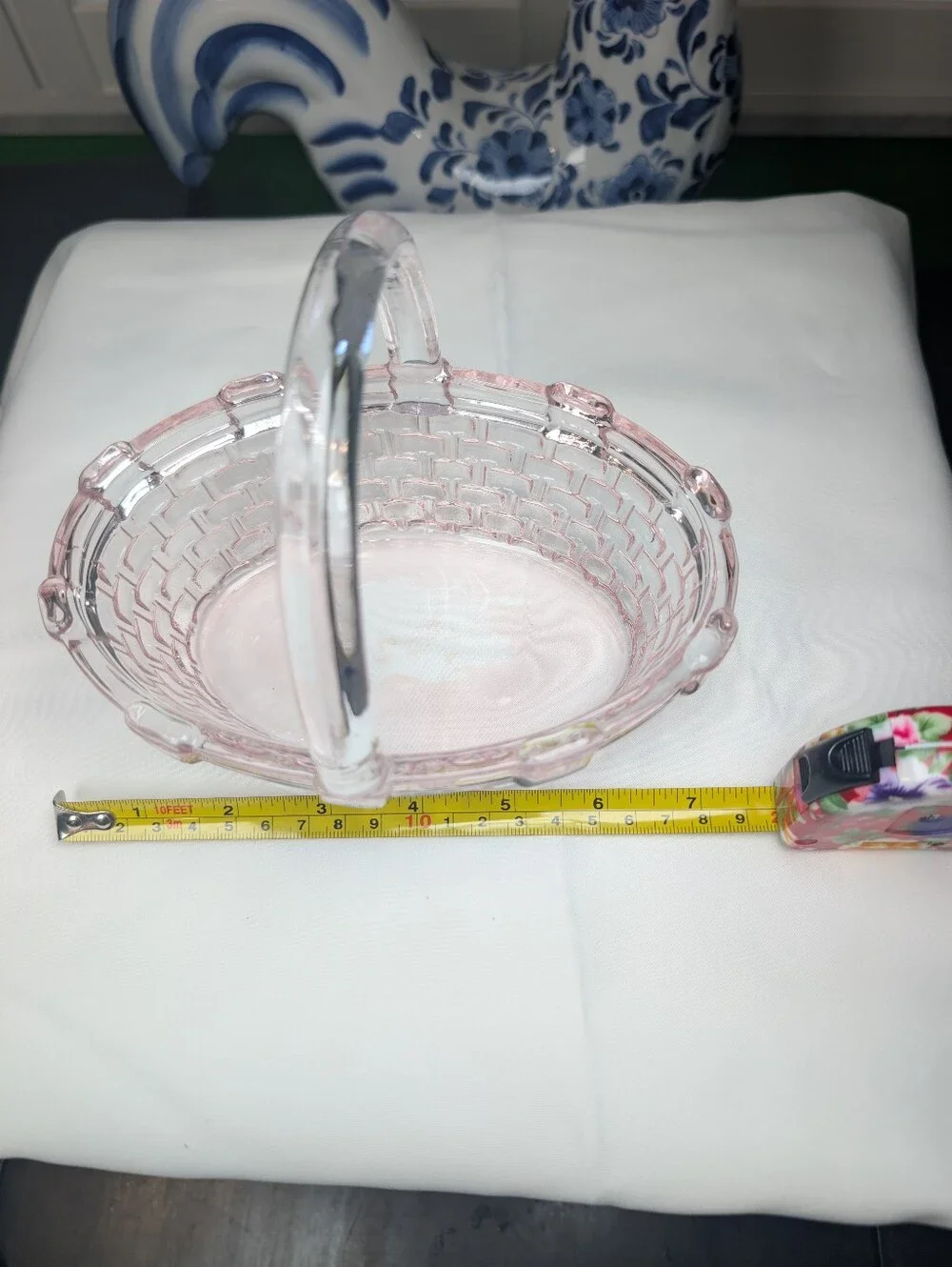 Pink Glass Basket Serving Bowl - Home Bath